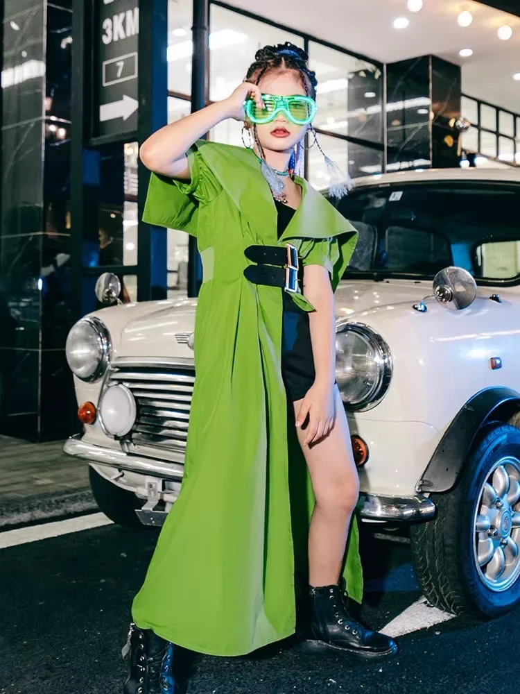 

Girls Jazz Dancer Outfit Green Catwalk Show Costume Stage Performance Costume Festival Clothing Fashion Clothes