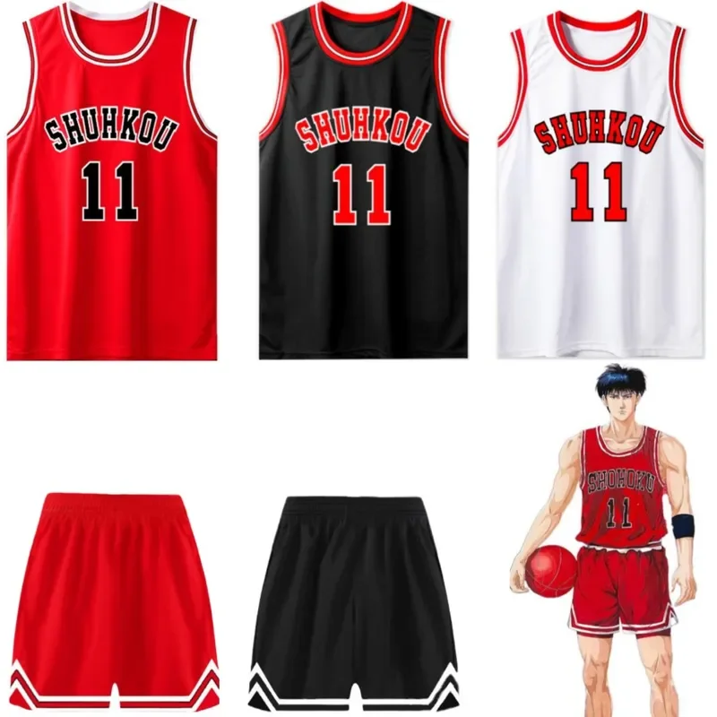 Anime Slam Dunk Sakuragi Hanamichi Rukawa Kaede Ryota Hisashi Mitsui Akagi Takenori Cosplay Costume Full Set Basketball T-Shirt