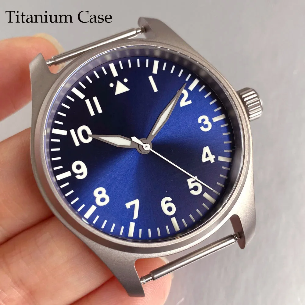 

Титановый корпус для часов Tandorio Pilot 39 мм с циферблатом 33,5 мм, титановые стрелки, сапфировое стекло, корпус для дайвинга 20 АТМ, подходит для NH35 PT5000 Miyota