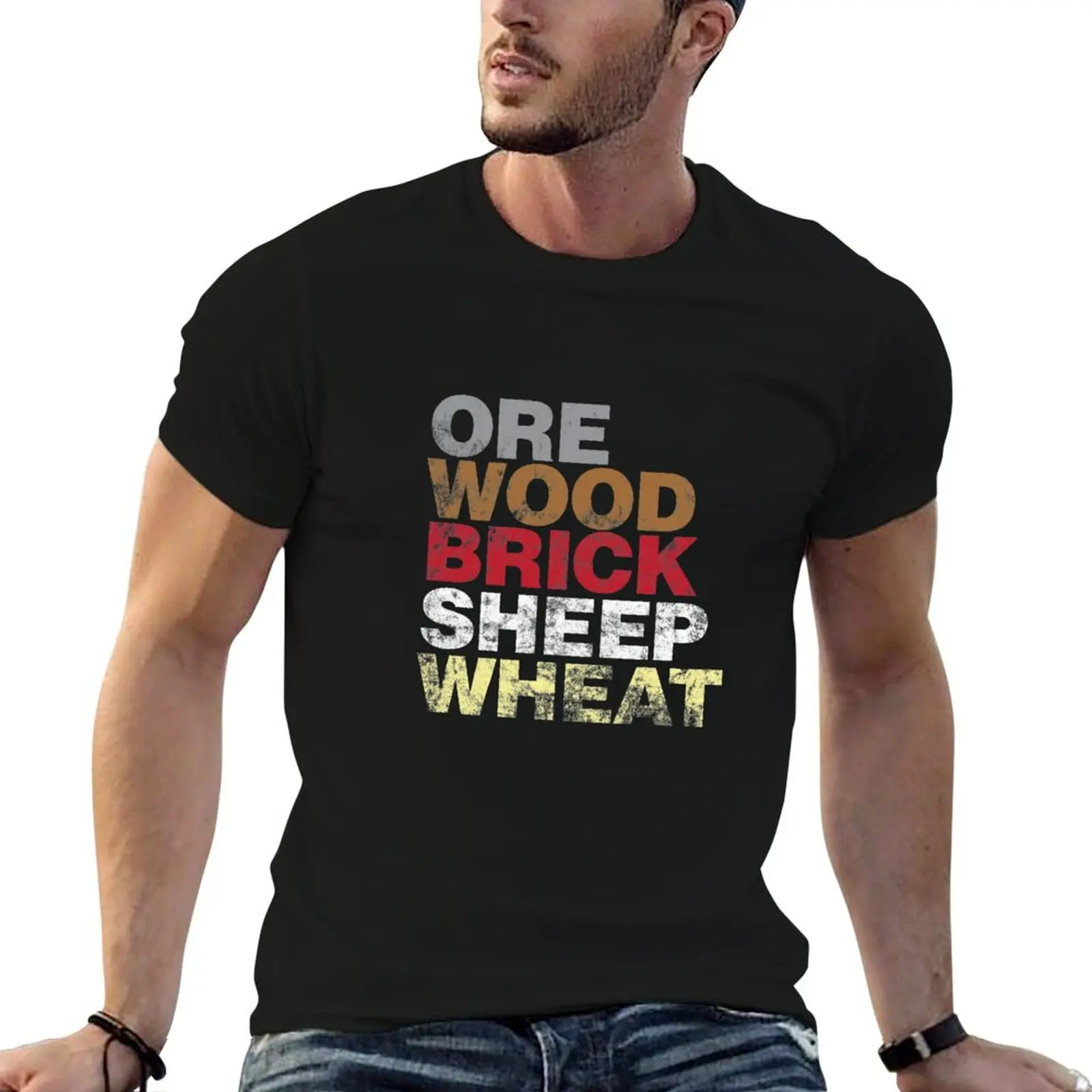 Camiseta con diseño del juego de mesa Ore Wood Brick Sheet Wheat Funny Settlers, camiseta transpirable ultrasuave