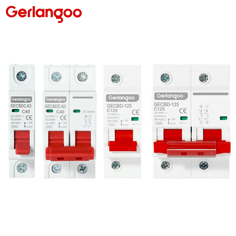 1P 2P DC1000V MCB  Circuit Breaker Battery Car Protector  DC Positive Negative Pole Rotection Protect Switch Isolator
