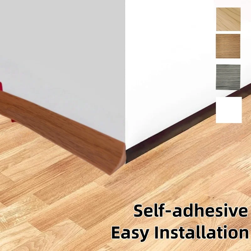 1pc 2m/78.74in Wood Grain Self-Adhesive Baseboard Molding Trim,  Flexible Peel and Stick Wall Base,Skirting Board for Floor Wall