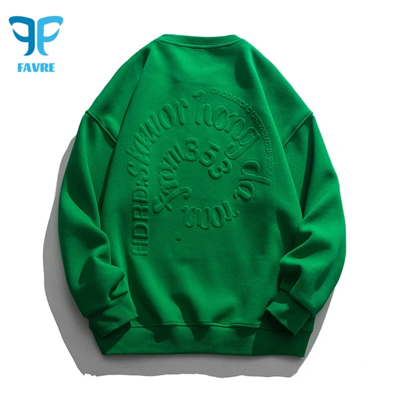 FAVRE Foam Letter Print Sweatshirts Men Crewneck Solid All-match Pullovers Y2K Spring Autumn Korean Version Ins Casual Loose Top