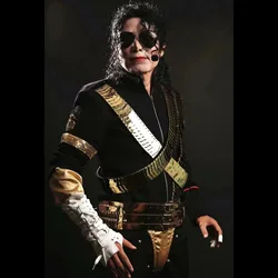 Rare MJ Michael Jackson Classic JAM Jacket & Metal Belt Bullet Punk Exactly Same High Collection Halloween Costume Show