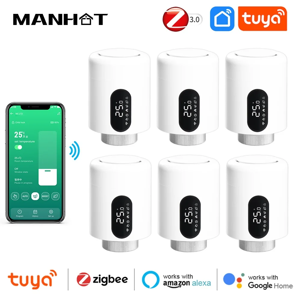 

Tuya Zigbee3.0 термостат привод радиатора умный клапан TRV программируемый регулятор температуры работает с Alexa Google Home