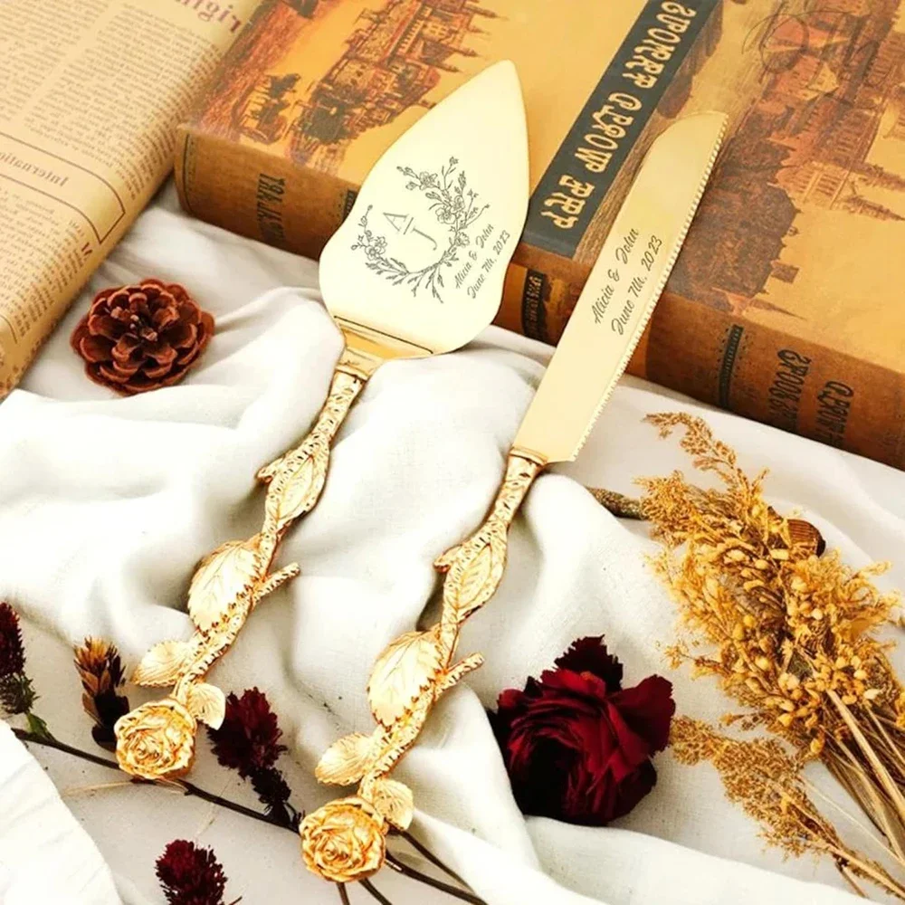 

Custom Wedding Cake Knife Set Shovel and Knife for Wedding Cake Laser Engraving Personalized Wedding Anniversary Gift