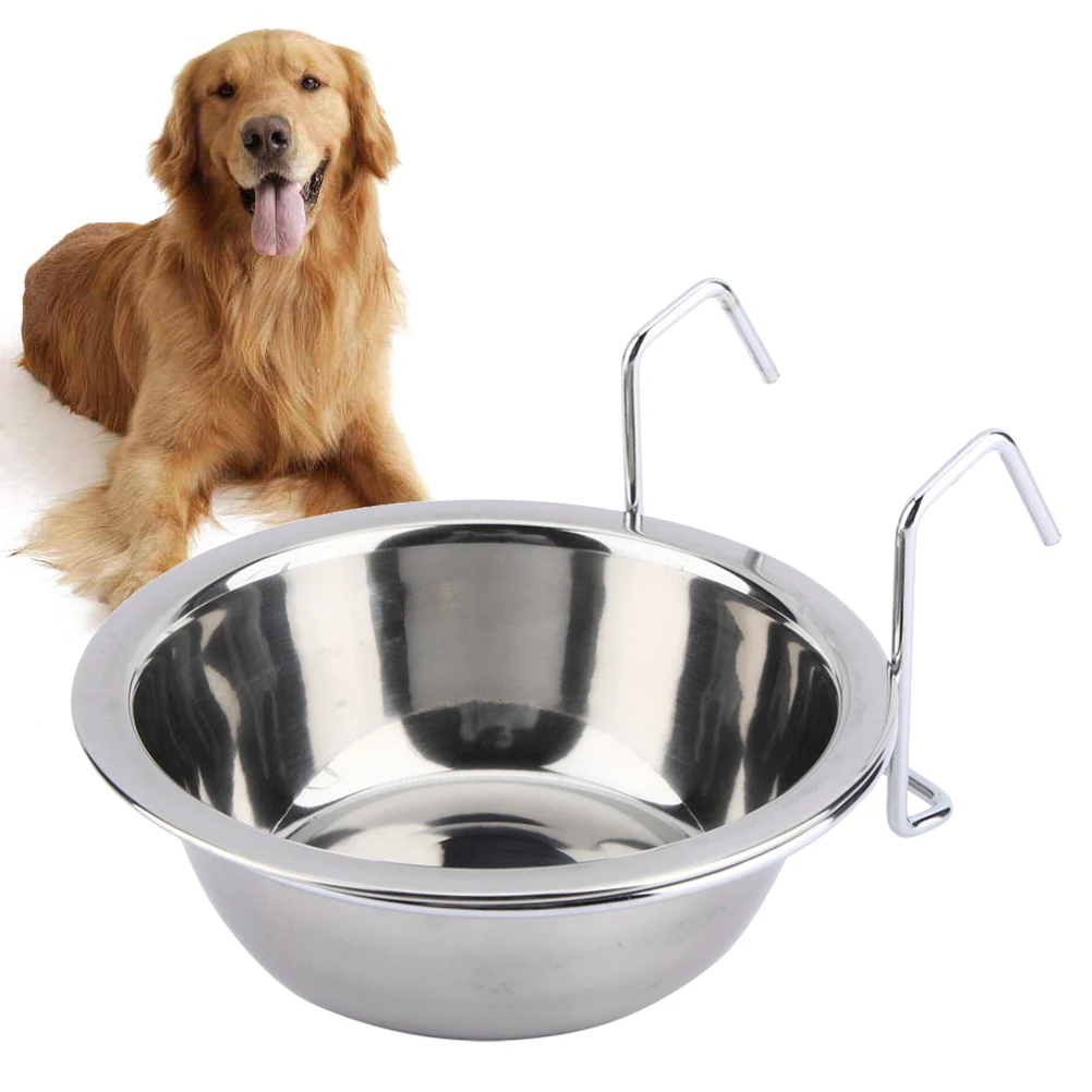 Coop Hanging Dog Cage Bird Cup Parrot Feeding Dish Pet Food Water Bowl Stainless Steel Coop Cup Hanging Bowls Resists Rust