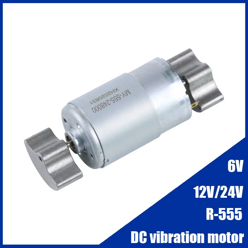 Motor Getaran DC 6V 12V 24V 8000Rpm Motor Mikro Ganda Penggetar Frekuensi Tinggi Kepala Berbentuk Kipas Getaran Ganda R-555