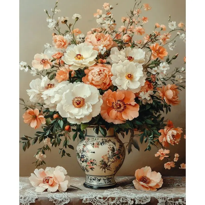 

PhotoCustom Diy Painting By Numbers For Adults Kits Flowers Modern Picture Coloring By Numbers For Home Decors