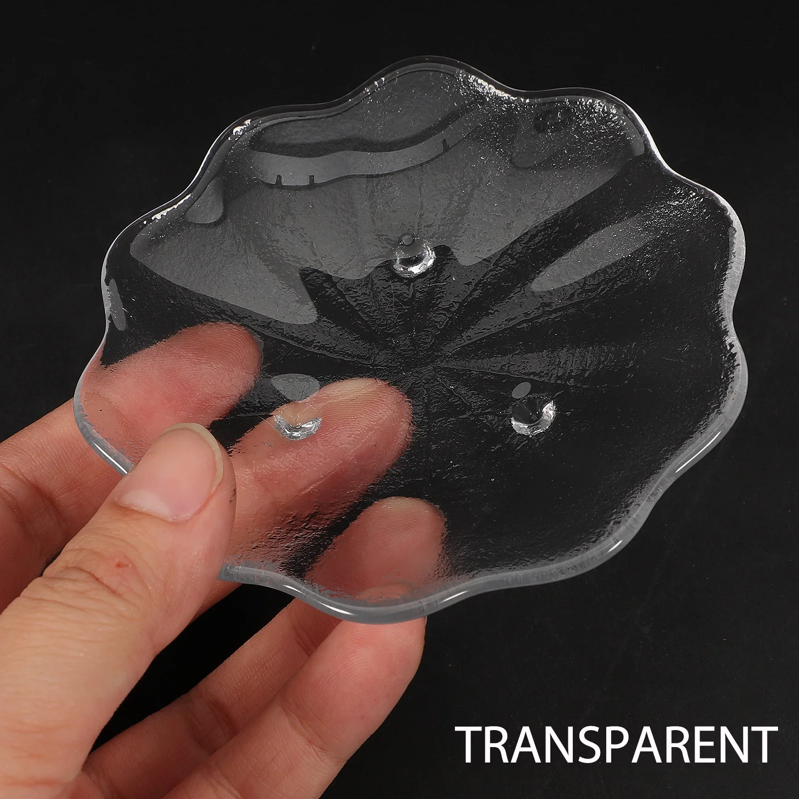 

4Pcs Glass Lotus Leaf Tea Coasters Multipurpose Cup Mats Heat Resistant Table Protectors Home Use Glass Saucers