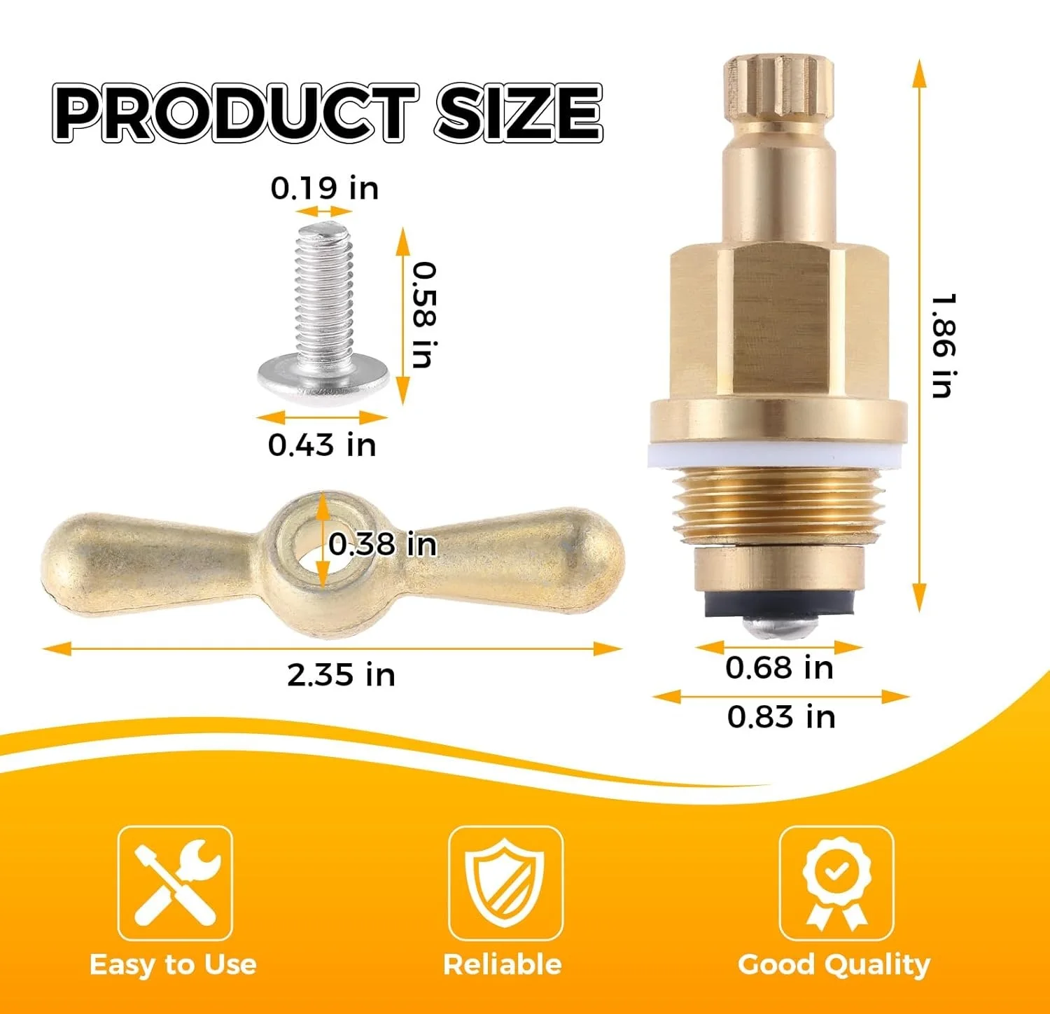 PK1100 Brass Globe Valve Stem Bonnet and PP806-15 Broach Sillcock Tee Hose Handle Fit for Arrowhead Hose Boiler Drains&Sill Tap