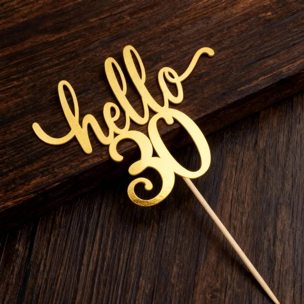 1 Stück Hello 30 Cake Topper, Happy 30th Birthday Dekor für Meilenstein- und Thirties-Feier, modernes Geburtstagsparty-Zubehör – Detail 1