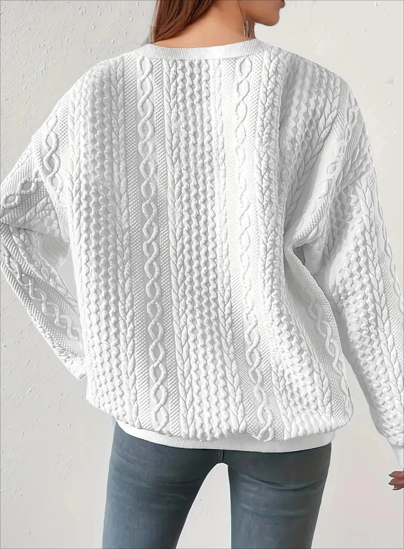 Modna damska bluza z okrągłym dekoltem i długim rękawem