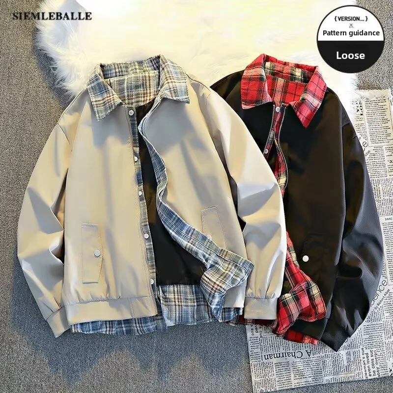 

Модный ленивый японский Sle Jaet, искусственный двухсекционный универсальный простой модный уличный костюм из смеси хлопка и полиэстера, свободный крой, длинный...