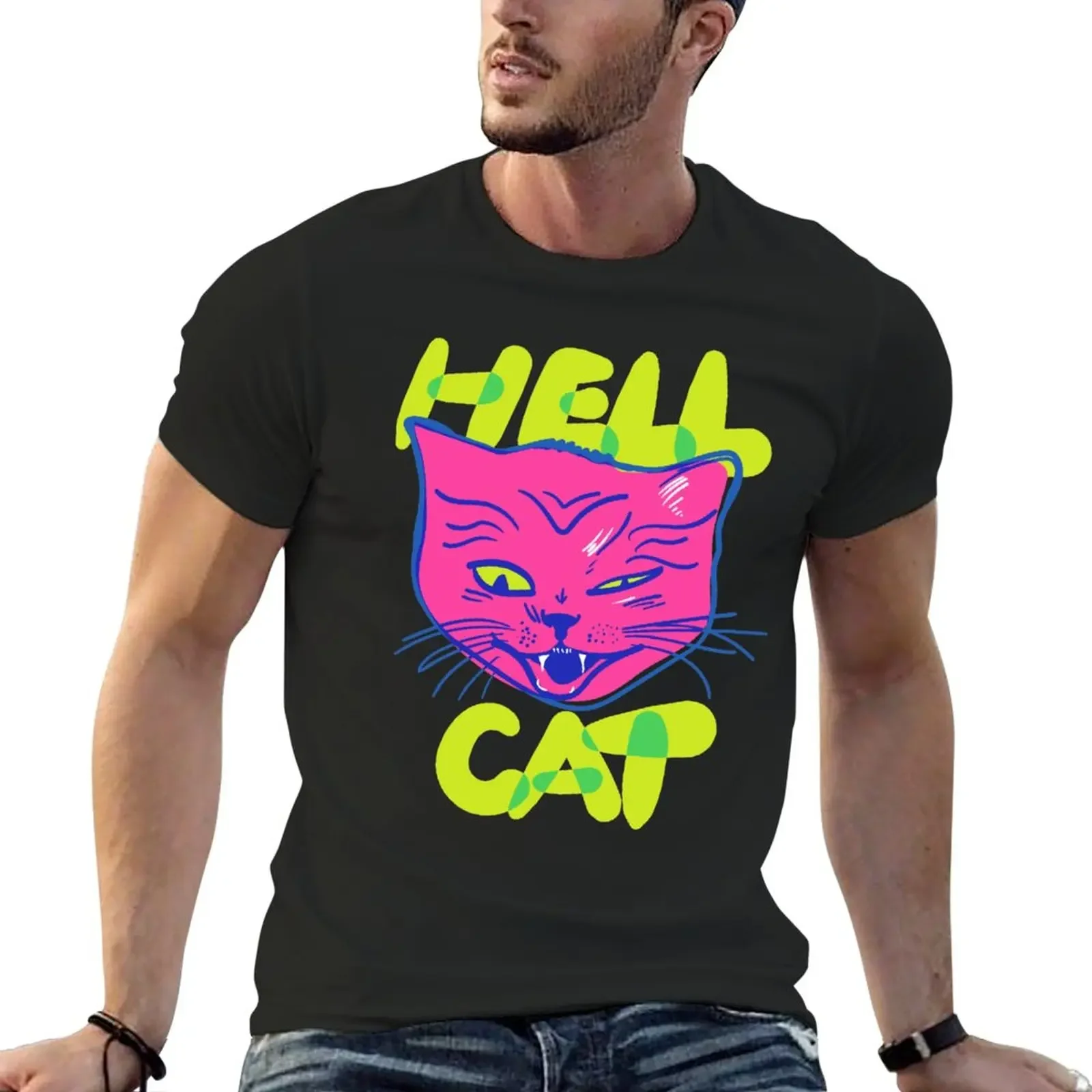 

Hell Cat - this devil cat is coming at you from hell. T-Shirt vintage clothes oversized mens funny t shirts