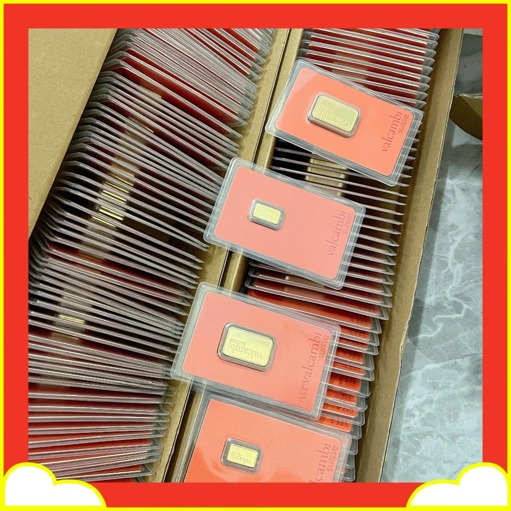 1g\2.5g\10g\20g\1oz\50g Swiss Orange Gold Bars Non-Magnetic Copper Crafts Gold Plated Bar Different Serial No. Home decor Gift