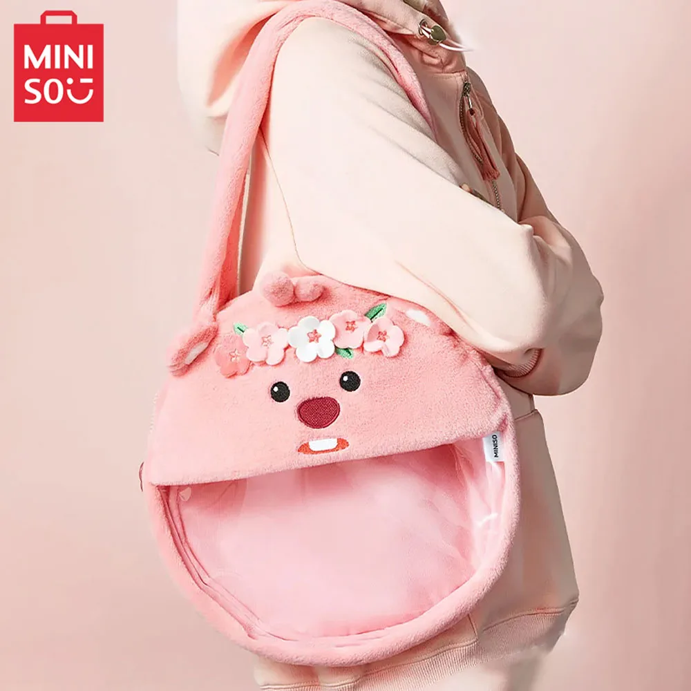 

Серия MINISO Loopy, прозрачная сумка через плечо, аниме мультяшная милая плюшевая сумка большой емкости, сумка для хранения мелочей Girl, подарок