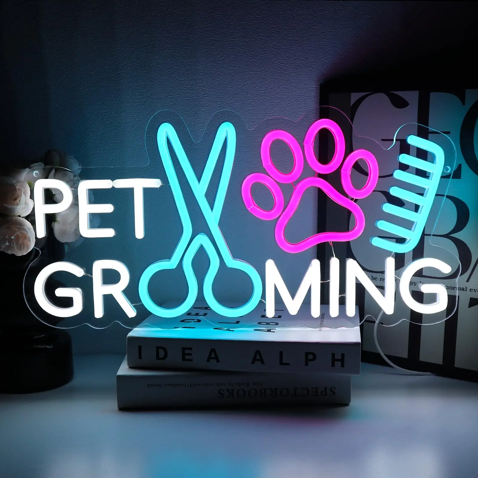 

Pet Grooming Neon Sign for Wall Decor Paw Neon Lights for Pet Shop Dog Hospital Spa Salon Bar Stores Decoration