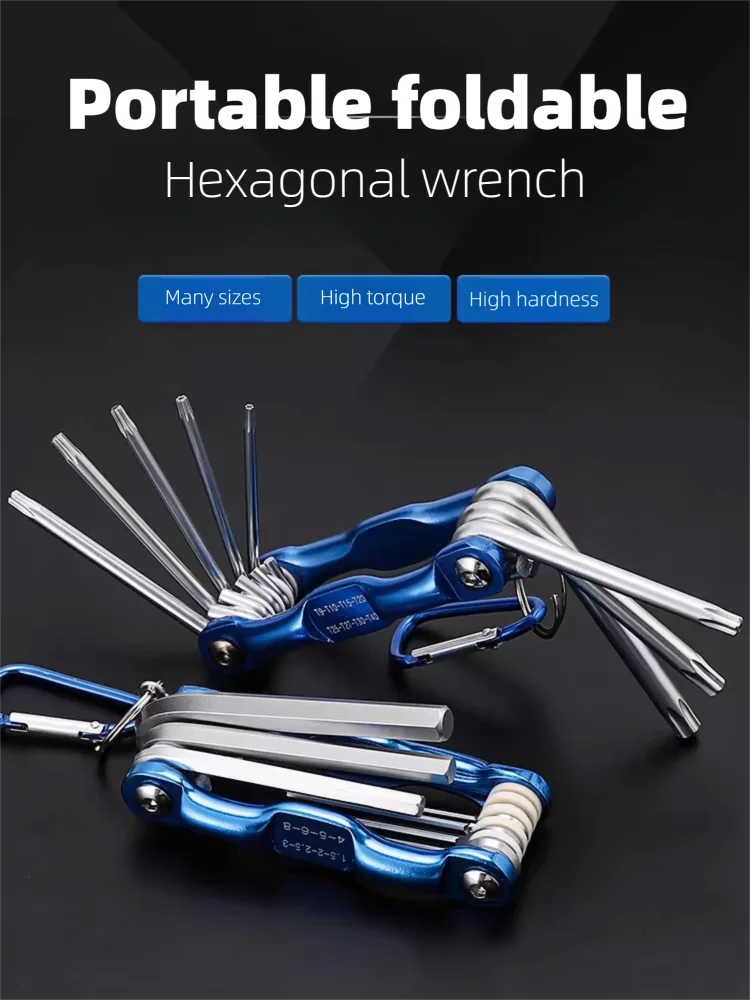 Foldable hex socket wrench tool set, plum blossom screwdriver, multi-functional portable hexagonal wrench.