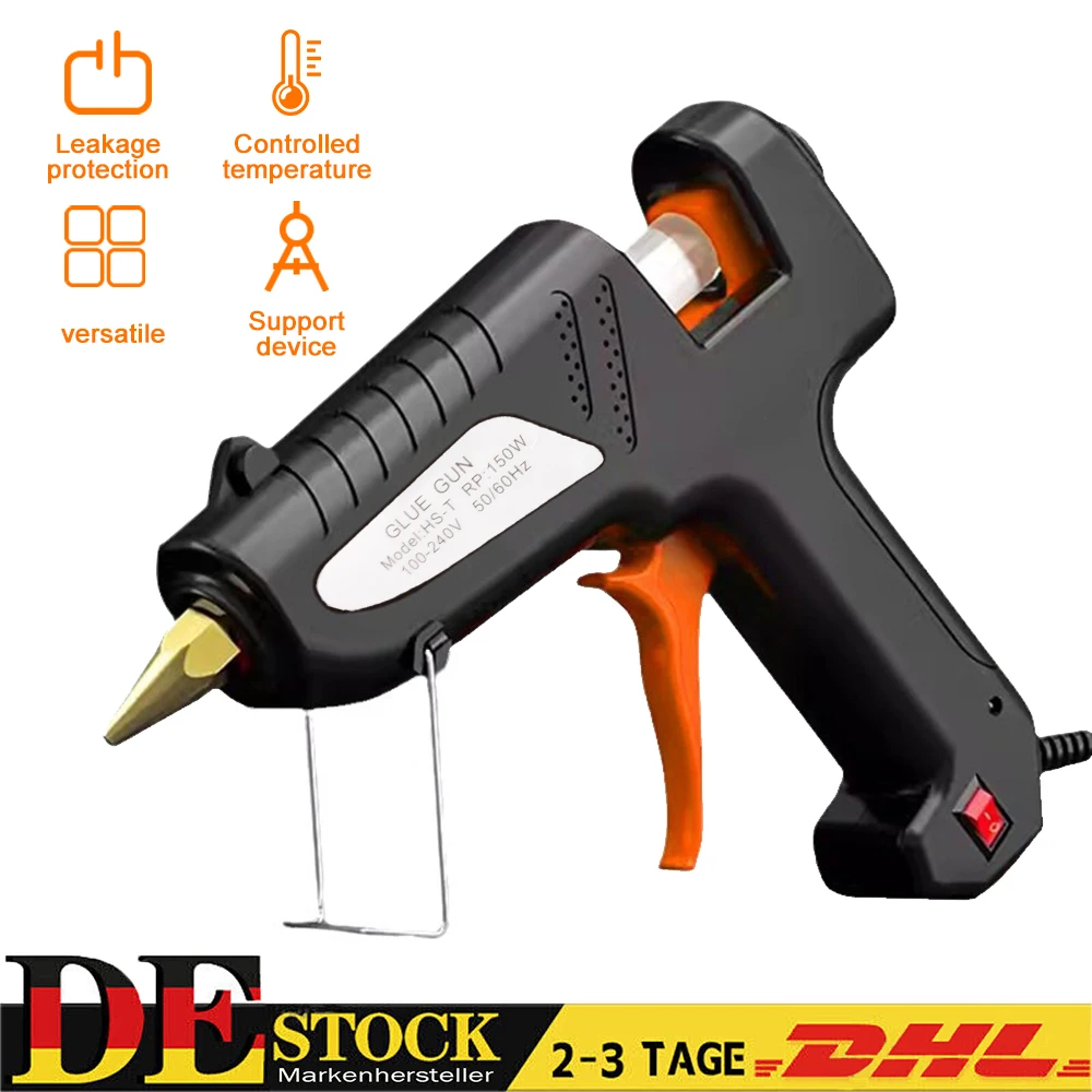 150W Elektrische Heißklebepistole, 11mm Klebestift-Applikator, Temperaturgeregelte Steuerung, Gummigriff, Rutschfest, für DIY-Kreativität