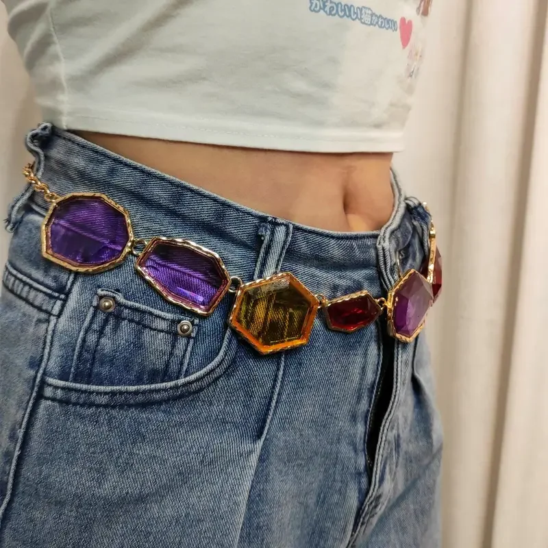 سلسلة خصر ملونة من الأحجار الكريمة الاصطناعية للسيدات ، قلادة مطرزة ، فستان مأدبة بوهيمي ، مجوهرات حفلات ، الأفضل