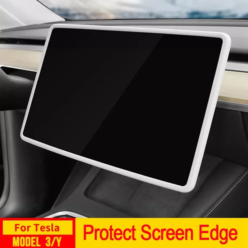 

Car Central Control Screen Protector Silicone Frame Protective Decoration Accessories for Tesla Model 3 Highland 24-25