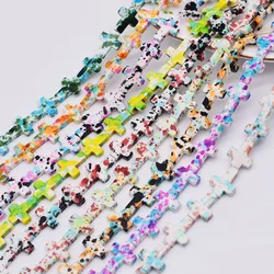 New Color Cross Natural Turquoises Beads 12x16mm Bright color Cross Shape Loose Spacer Beads For Jewelry Making DIY