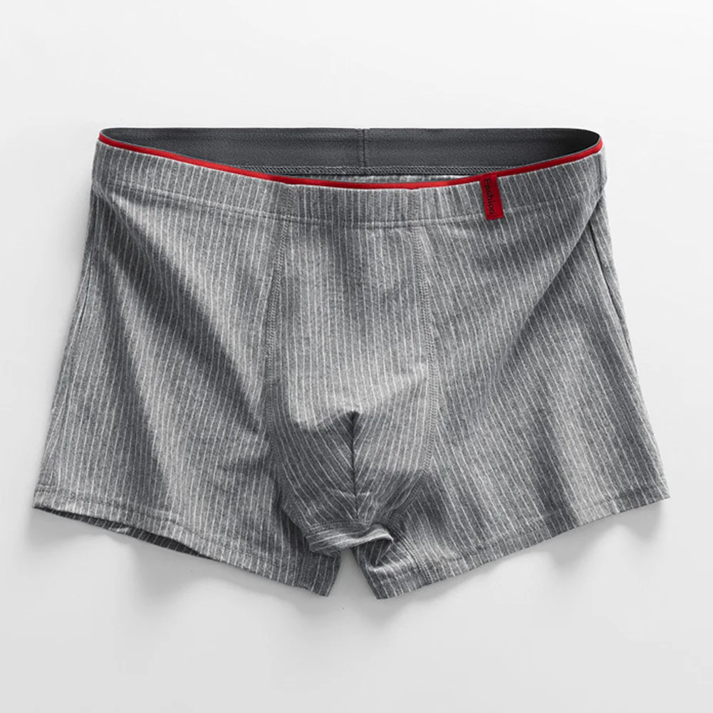 Sexy Mens Striped Cotton High Waist Breathable Boxer Briefs Shorts Underwear Underpants Pouch Panties Comfortable Men's Boxers