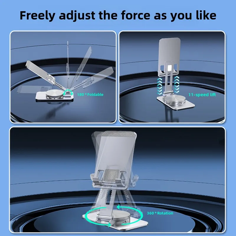 Dudukan Ponsel Dapat Diputar Paduan Aluminium, Tinggi Dapat Disesuaikan, Dapat Dilipat, Dudukan Telepon untuk Meja, Kantor, Langsung, Kompatibel dengan Semua Ponsel