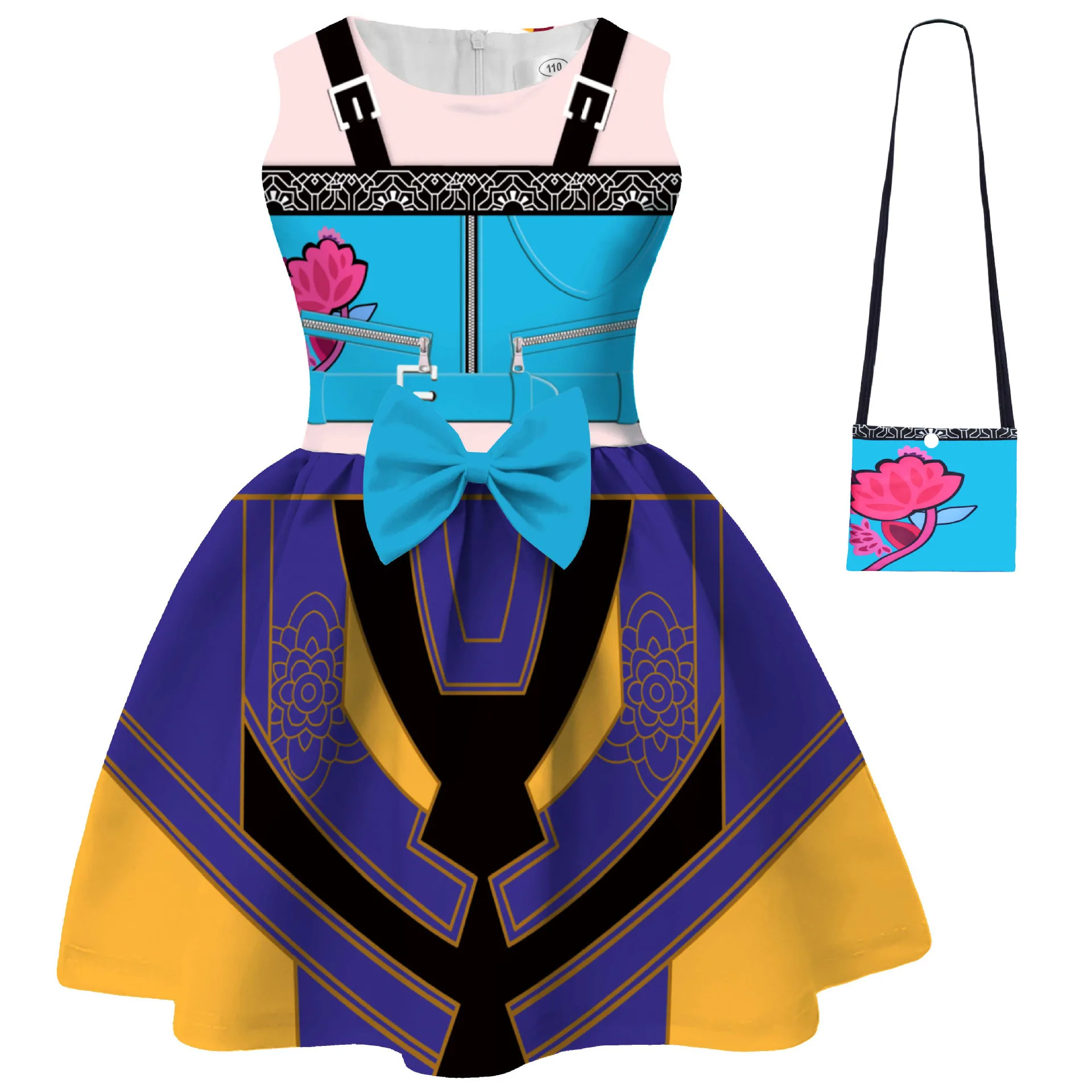 أزياء K-Pop شيطان الصيادين التأثيرية للفتيات ملابس حفلات الهالوين بدون أكمام للأطفال فستان أنيمي أيدول رومي ميرا زوي