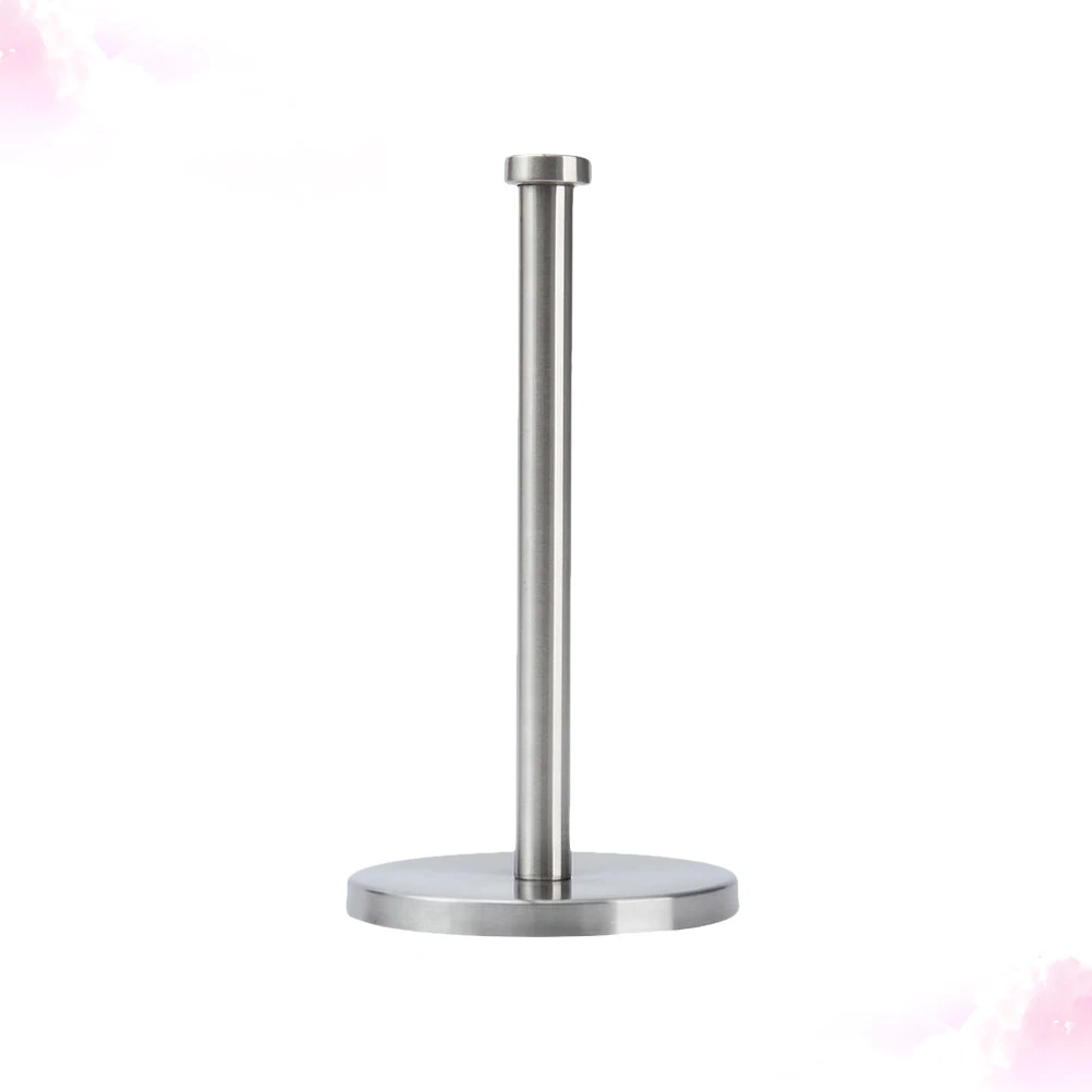 

Stainless Steel Paper Towel Holder Countertop Tissue Rack Silver Practical Easy Installation Stable Base Kitchen