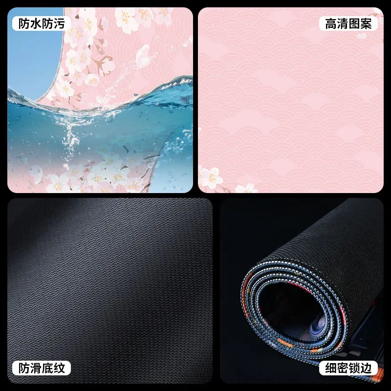 Stitched edge extra large desk pad durable keyboard mouse mat creative desktop protector for esports office