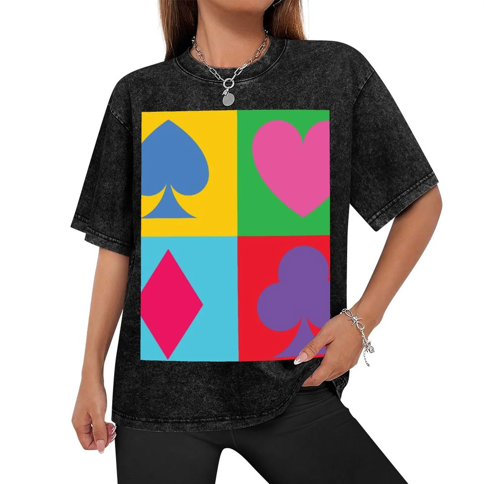 Pop Art Playing Card Suits - Spades, Hearts, Diamonds, Clubs. For duplicate bridge players. T-Shirt graphic t shirts T-shirt men