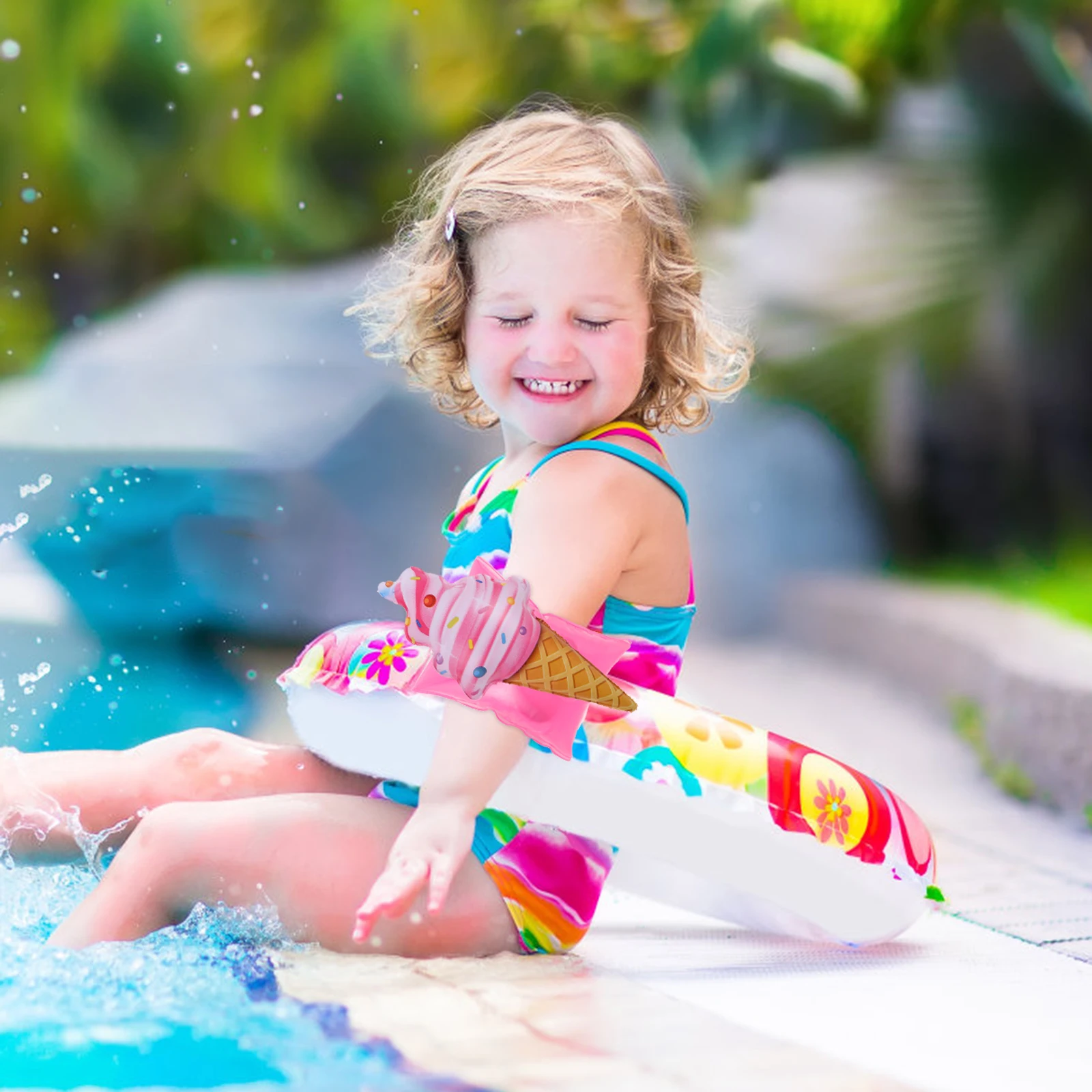 2 pçs crianças braçadeiras flutuador flutua para piscina flutua natação inflável criança brinquedos manga