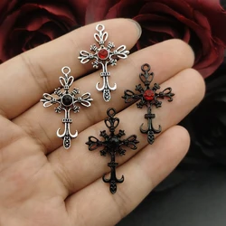 5pcs 33*21mm Black Gothic Cross Pendant Crystal Cross Pendant Designer Charms Fit Jewelry Making DIY Handmade Jewelry Findings