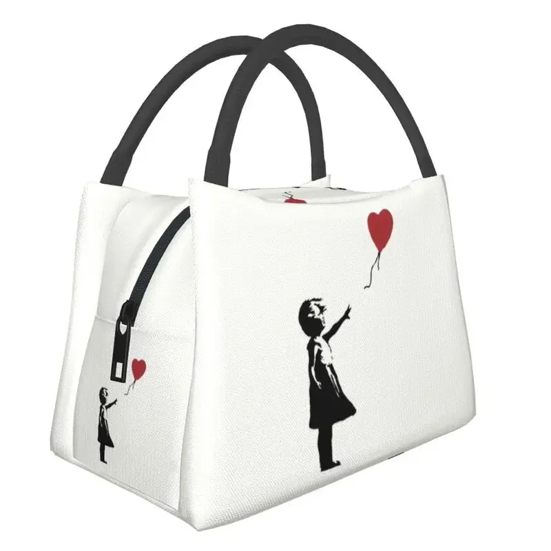 Girl With Balloon Banksy Thermal Insulated Lunch Bag Women Street Graffiti Art Resuable Lunch Multifunction Meal Food Box