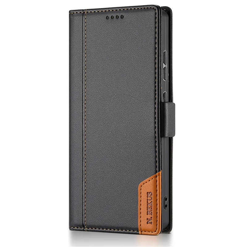 Applicable to Samsung S26Ultra mobile phone case. Anti-theft cover for  solid color stitched flip cover business protection case view 5