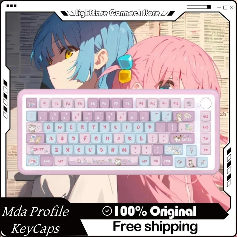 Bubble Kitten Themed Keycaps 138 /158 Key Mda Profile Pbt Thermal Sublimation Mechanical Keyboard Anime Game Cartoon Keycaps