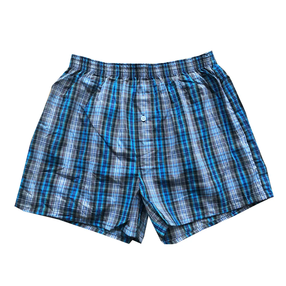 1pcs Mens Cotton Underwear Oversized Casual Breathable Underpants Stripes Plaid Boxer Briefs Random Color Woven Short Pants