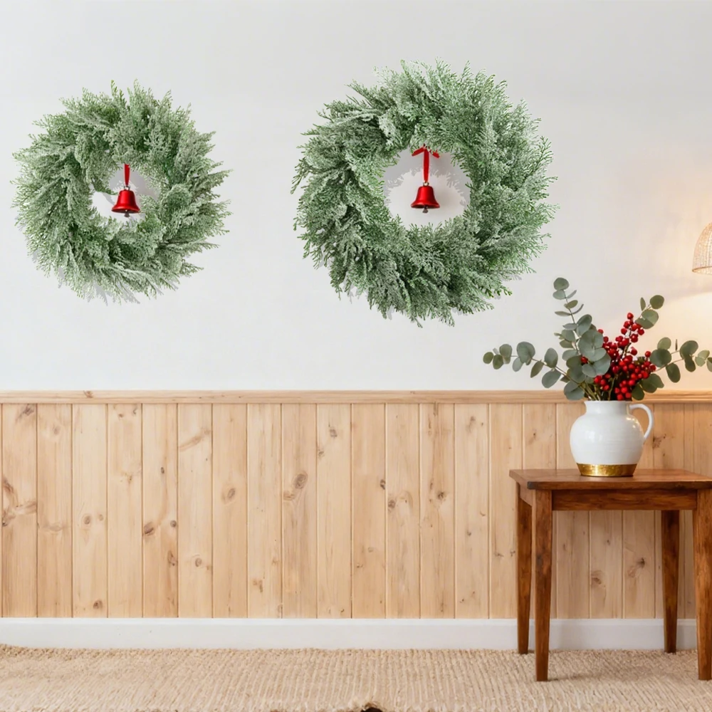 اكاليل عيد الميلاد الاصطناعية للباب الأمامي نورفولك الصنوبر إكليل عيد الميلاد الاصطناعي الأرز إكليل الأخضر لديكور جدران المنزل