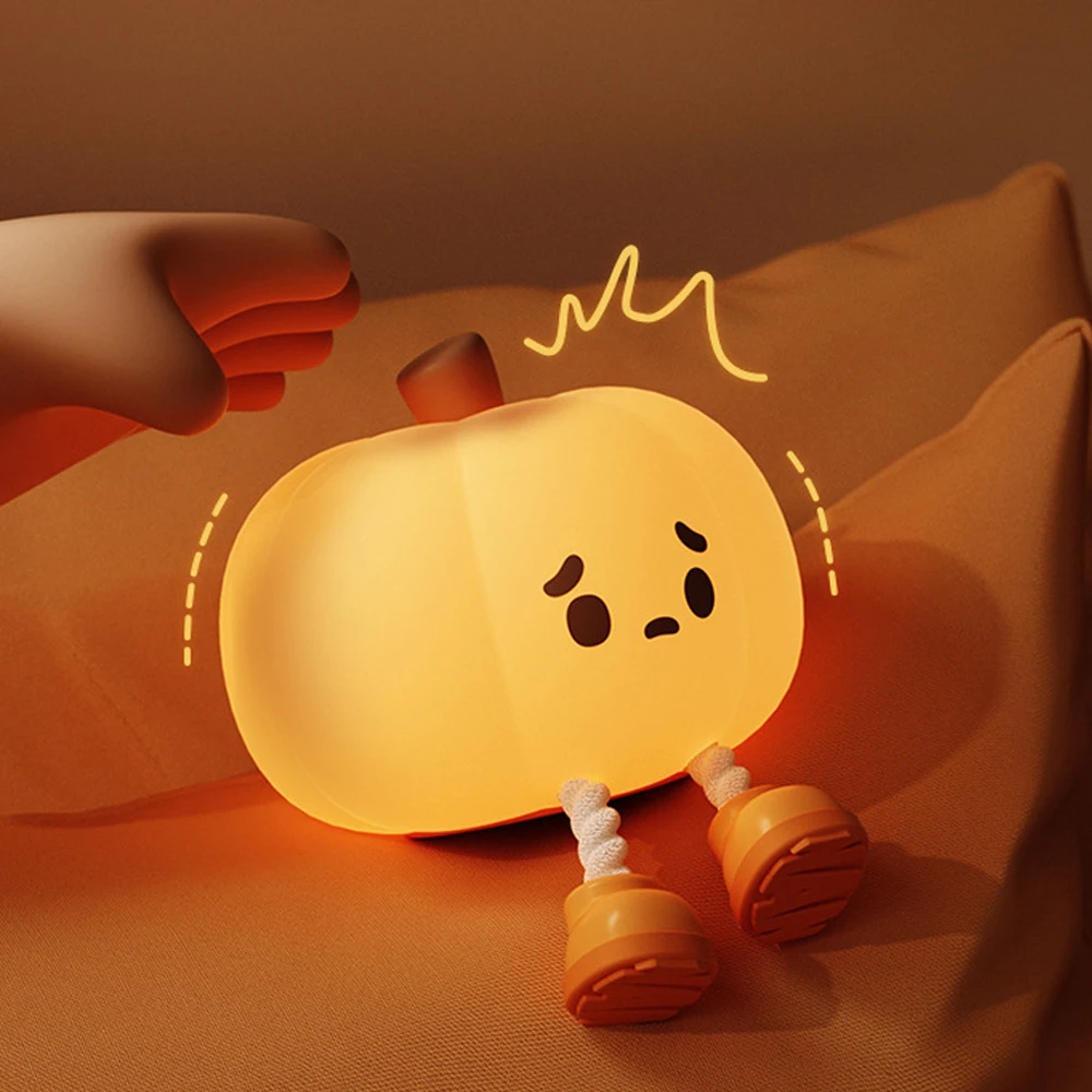 Cute Pumpkin Safe Silicone LED Night Lights, Lâmpada recarregável USB, Timing Bedside Decor, Crianças, Bebê, Soft Nightlight, Presente de Halloween