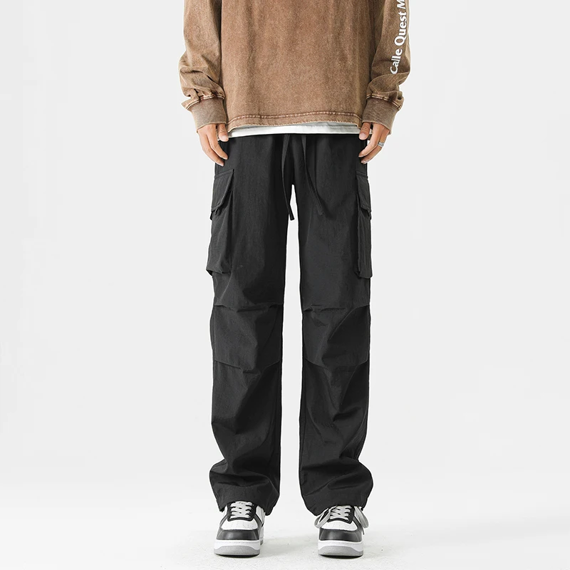 【Mirrordust】 Pantaloni lunghi casual da lavoro da uomo autunnali Pantaloni cargo con tasche grandi funzionali dritti elasticizzati