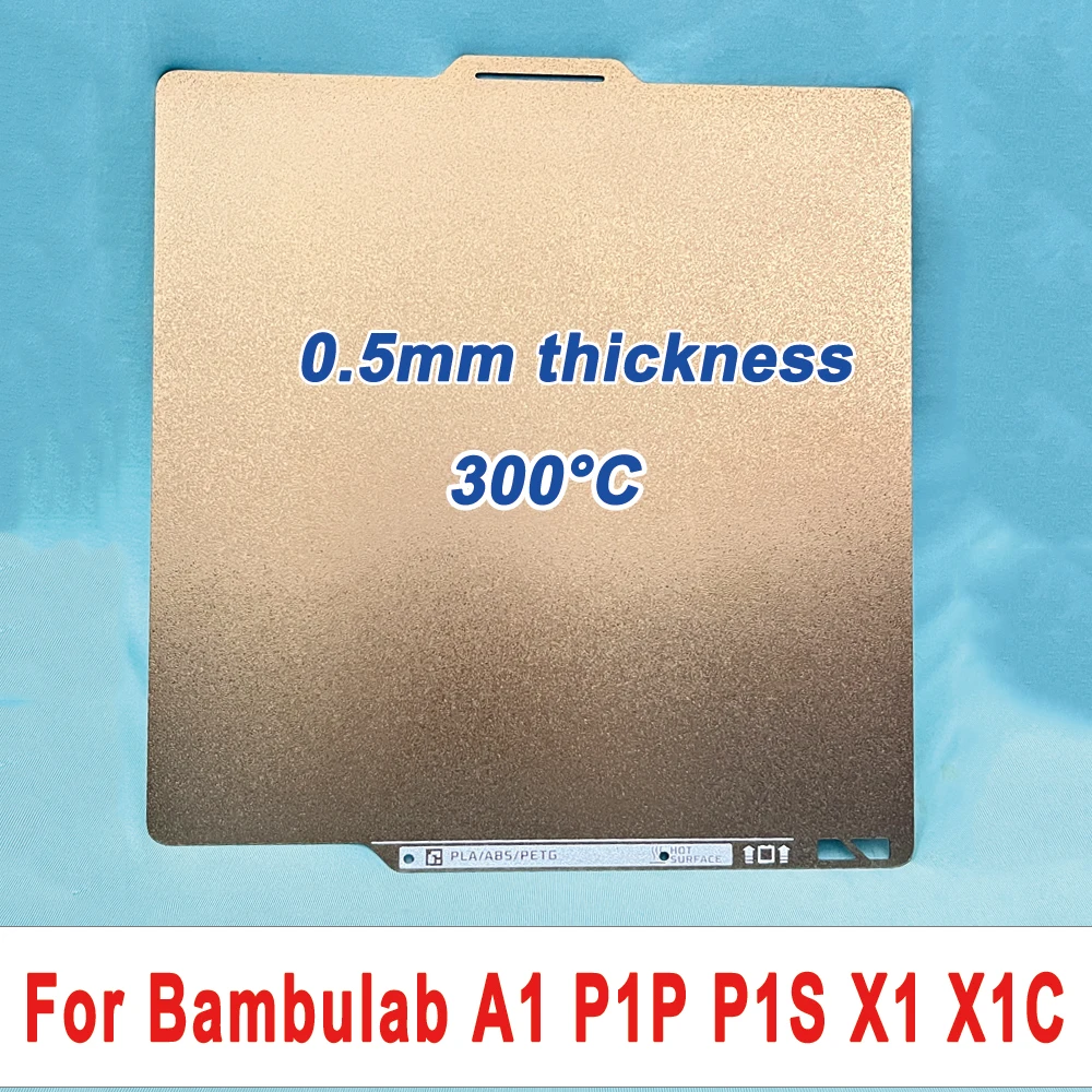 

PEI Plate For P1P P1S A1 X1 X1E X1-Carbon Build Plate 0.5mm Thickness Double Side Spring Steel Sheet PEI for Bambulab A1 X1C Bed