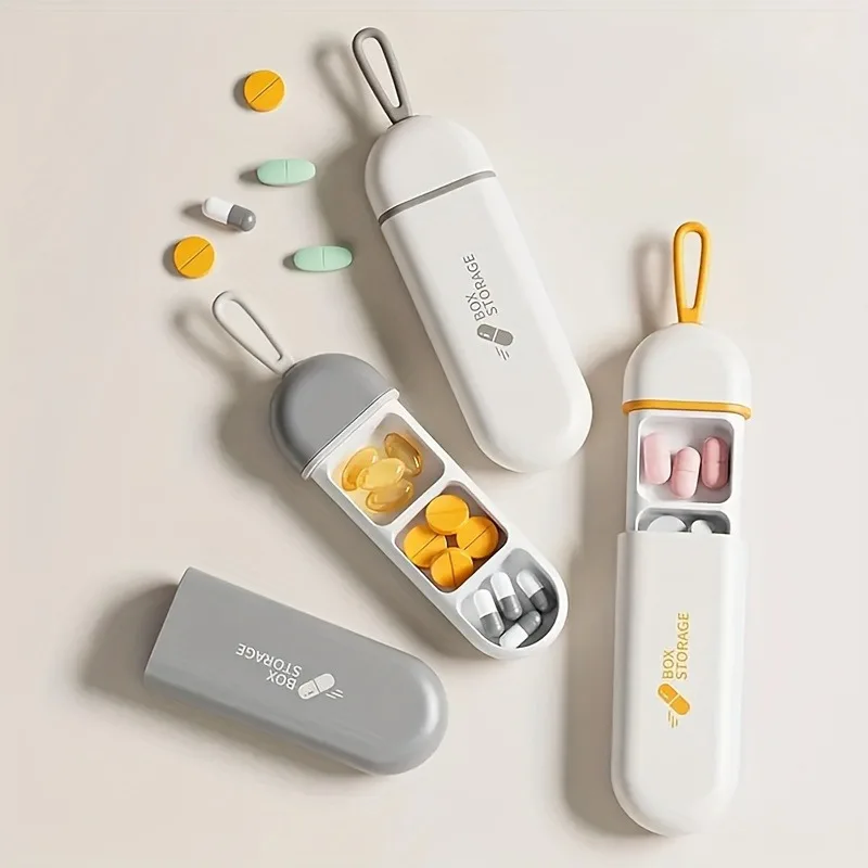 1pc Unit Mini Portable Small Pill Box, Carry-on Pill Box, Three Compartment Organizer Boxes, Travel Pill Drug Dispenser Boxes