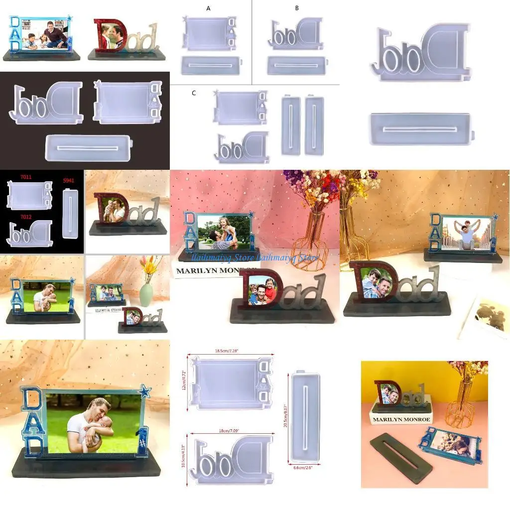 

573B DIY Resin Mold Suitable for Jewelry Silicone Molds Including DAD Photo Frame Ornaments Silicone Mold Pendant Crafts