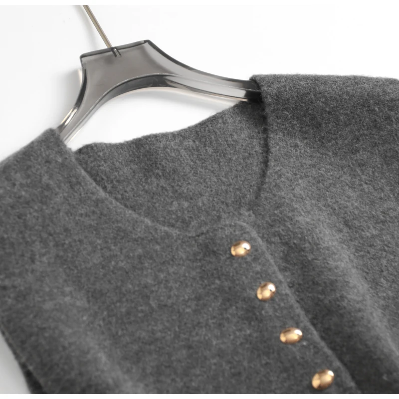 Otoño/Invierno suéter de punto mujer chaleco cárdigan Casual de un solo pecho sin mangas Top chaleco abrigos gris negro