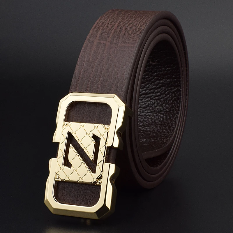 High quality Male cowhide belts for men jeans designer fashion Z belt genuine leather luxury brand Waist Strap gold sash belt