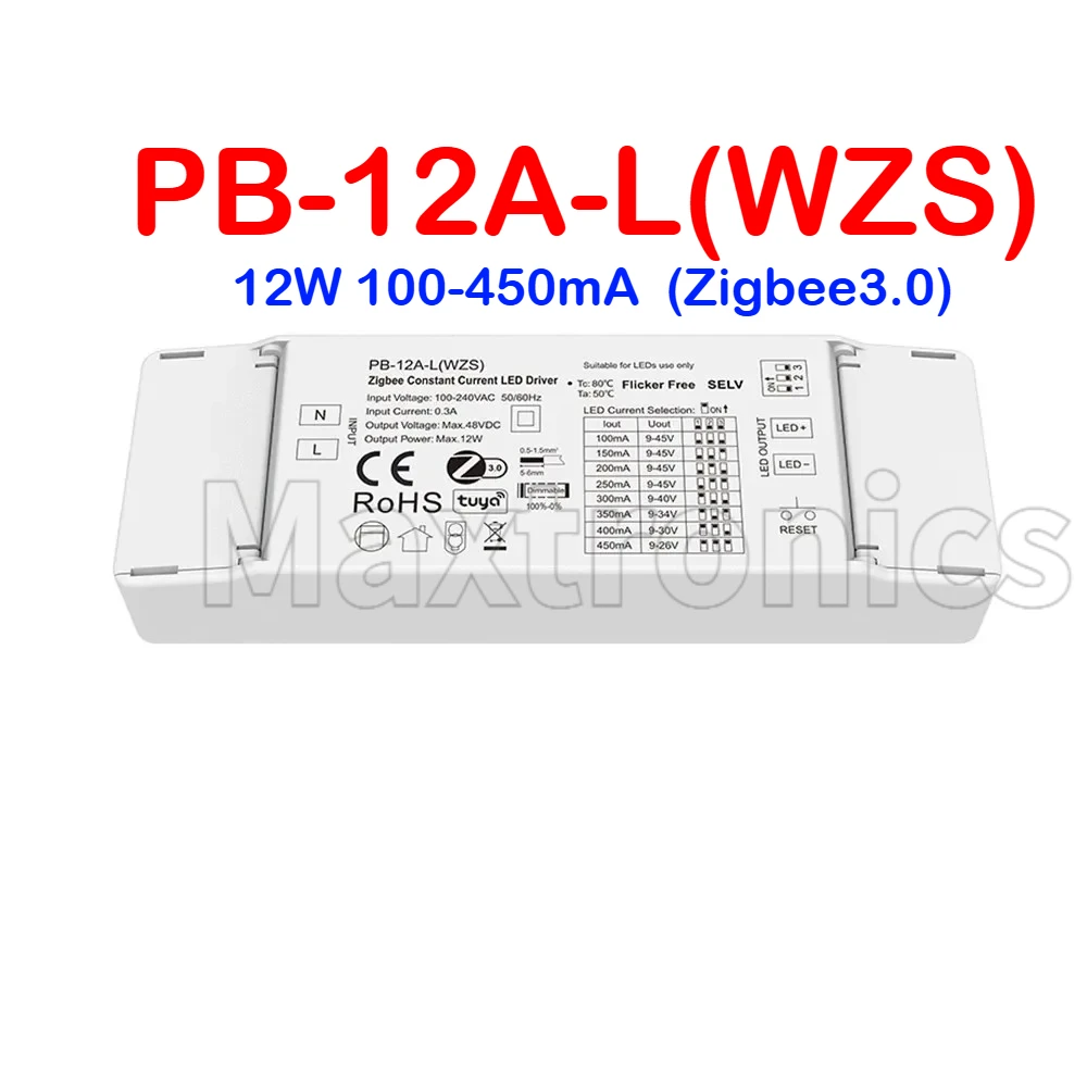 

Драйвер питания 12W PB-12A-H(WT) с поддержкой Tuya APP, WiFi и RF, регулируемый по яркости, Zigbee3.0, постоянный ток, для светодиодов PB-12A-H(WZS), PB-12A-L(WZS)