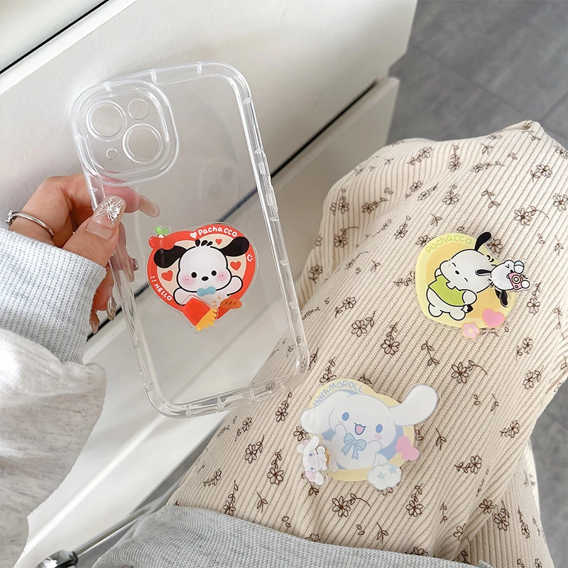 Sanrio Kuromi Mobile Phone Stand Retractable Girl Phone Case Back Stick Can Rotate The Desktop Watch TV My Melody Support Stand