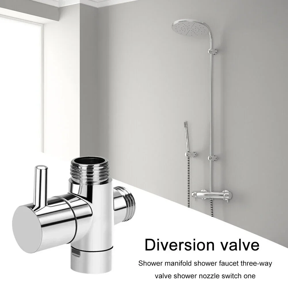 G1/2 Shower Diverter Valve Three-Way ABS Shower Arm Adapter Faucet Switch Valve Inlet Pipe Fittings Faucet Bathroom Tool